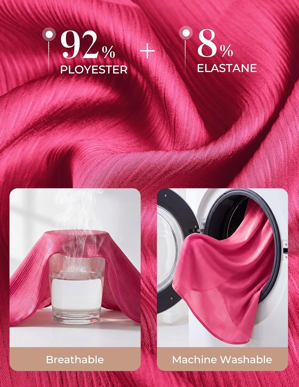 image:imageGRACE KARIN 2026 Womens Silky Satin Button Down Shirts Long Sleeve Work Blouses Dressy Casual TopsRose Pink