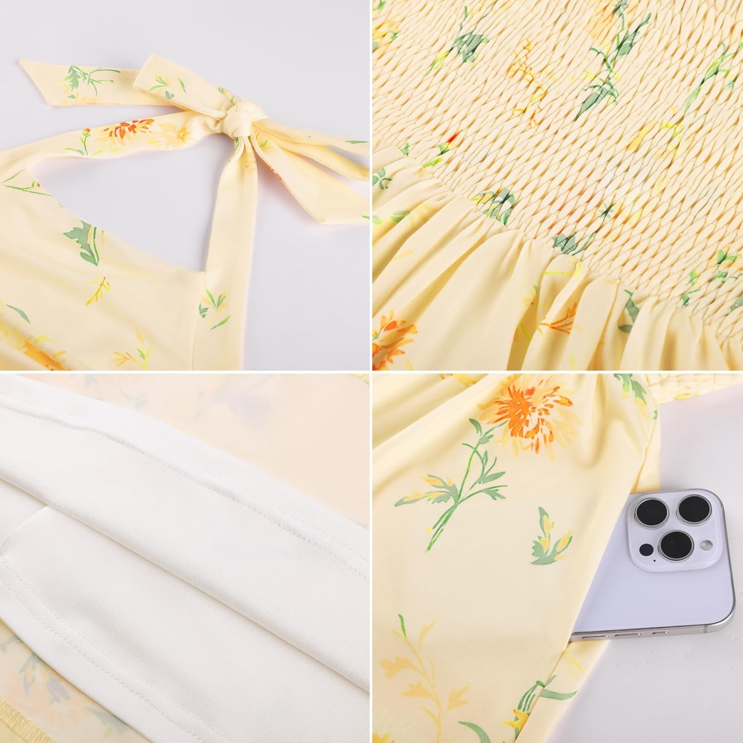 imageGRACE KARIN Girls Floral Summer Dress Spring Holiday Beach Party Sundress Halter Neck Tie Backless Dresses 716 YearsPale Yellow Floral