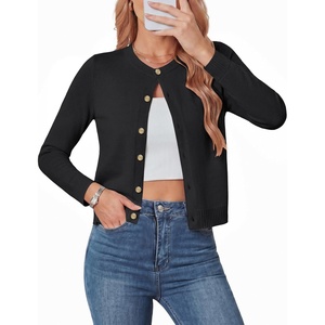 GRACE KARIN Womens Cropped Cardigan Sweater, Wool Button Up Sweaters, Lightweight Soft 2026 Outfits Trendy Casual Work(Black)
