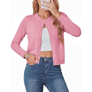 GRACE KARIN Womens Cropped Cardigan Sweater, Wool Button Up Sweaters, Lightweight Soft 2026 Outfits Trendy Casual Work(Pink)