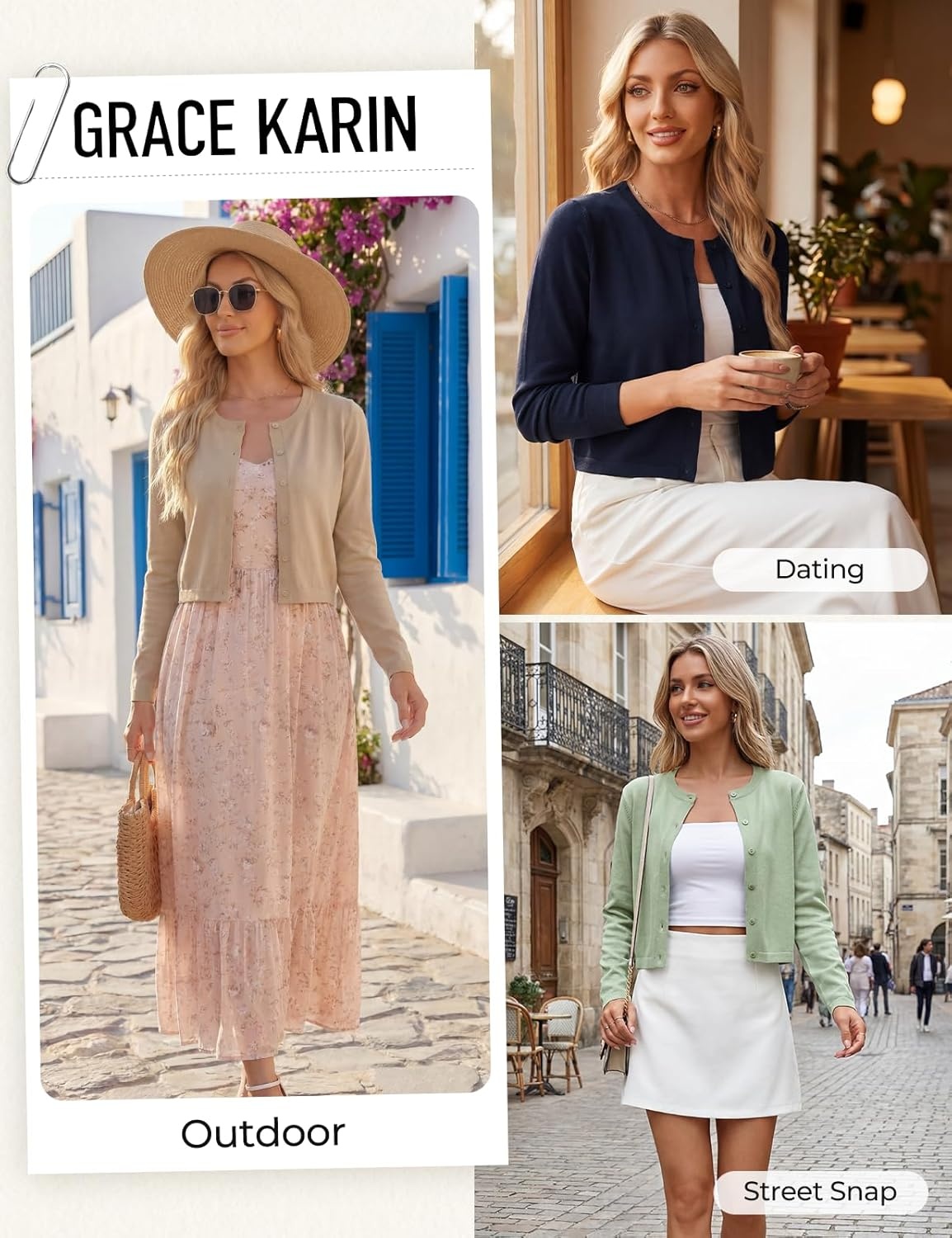 image:imageGRACE KARIN Cropped Cardigan Sweaters for Women Cotton Bolero Shrugs for Dresses Summer Outfits Fashion Clothes 2026Black