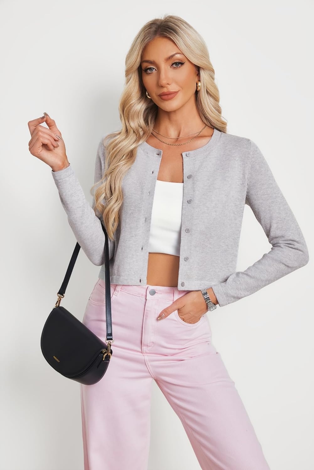 image:imageGRACE KARIN Cropped Cardigan Sweaters for Women Cotton Bolero Shrugs for Dresses Summer Outfits Fashion Clothes 2026Grey