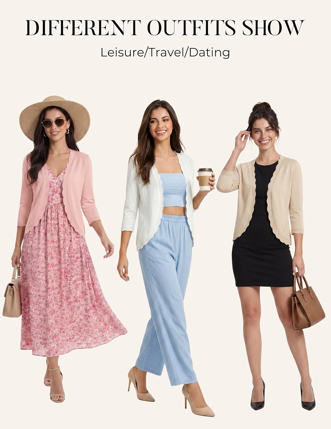 image:imageGRACE KARIN Women Lightweight Summer Cardigans 34 Sleeve Cropped Cardigan Sweaters Open Front Bolero ShrugSage Green