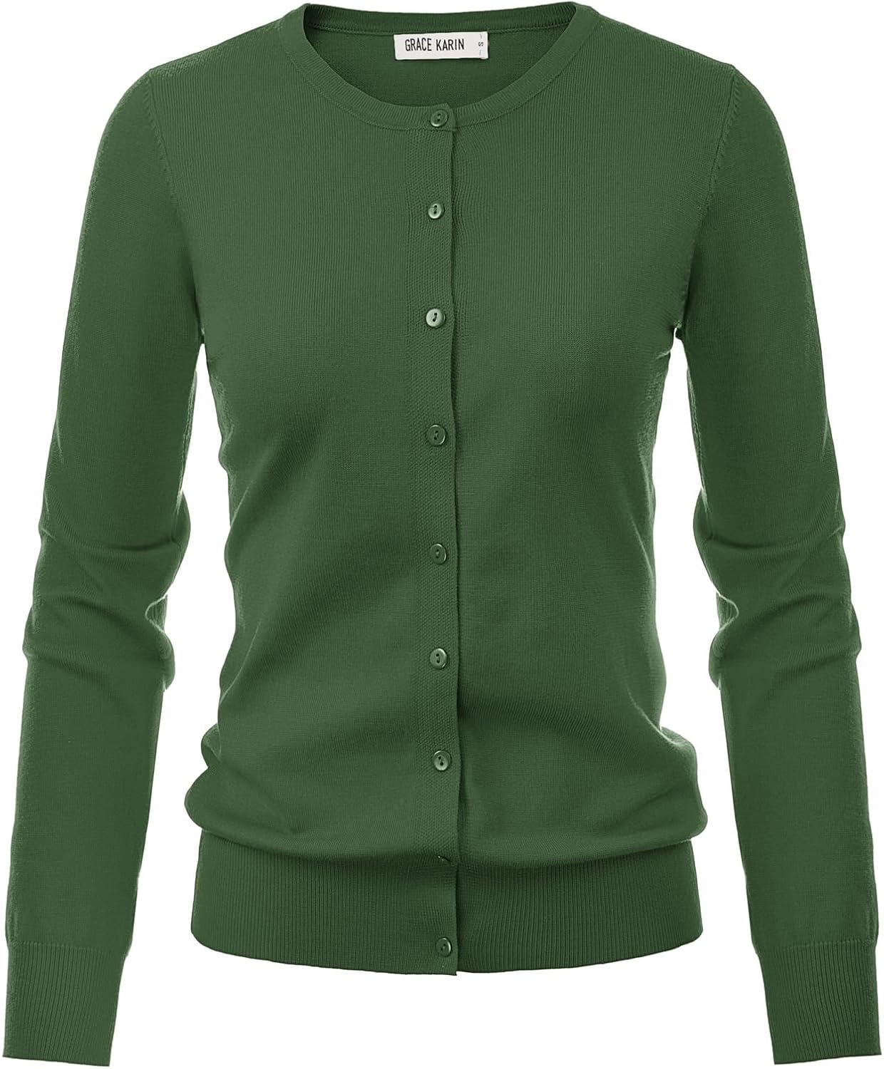 image:imageGRACE KARIN Womens Long Sleeve Knit Cardigan Sweaters Casual Dressy Open Front Button Down Cardigans Spring OutfitsOlive Green