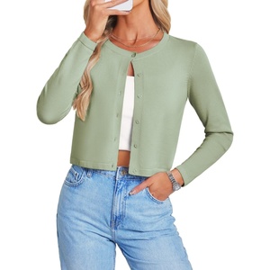GRACE KARIN Cropped Cardigan Sweaters for Women Cotton Bolero Shrugs for Dresses Summer Outfits Fashion Clothes 2026(Light Green)