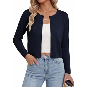 GRACE KARIN Cropped Cardigan Sweaters for Women Cotton Bolero Shrugs for Dresses Summer Outfits Fashion Clothes 2026(Navy Blue)