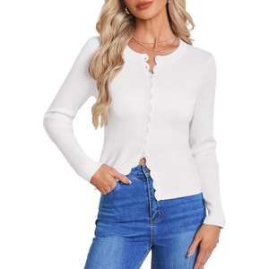 GRACE KARIN Lightweight Cardigan Sweaters for Women, Cropped Long Sleeve Cardigans, 2026 Trendy Fashion Clothes(White)