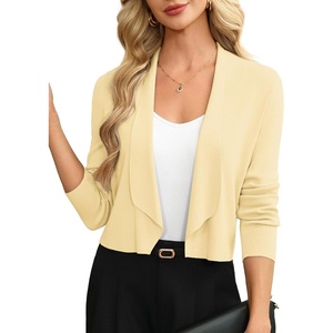 GRACE KARIN Womens Cropped Sweater Blazer Lightweight Cardigans Dressy Bolero Shrug Blazers for Women Business Casual(Butter Yellow)