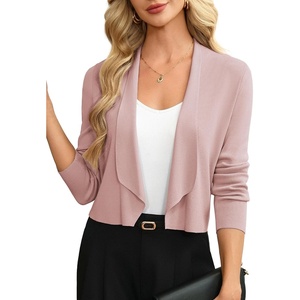 GRACE KARIN Womens Cropped Sweater Blazer Lightweight Cardigans Dressy Bolero Shrug Blazers for Women Business Casual(Dusty Pink)