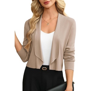 GRACE KARIN Womens Cropped Sweater Blazer Lightweight Cardigans Dressy Bolero Shrug Blazers for Women Business Casual(Khaki)