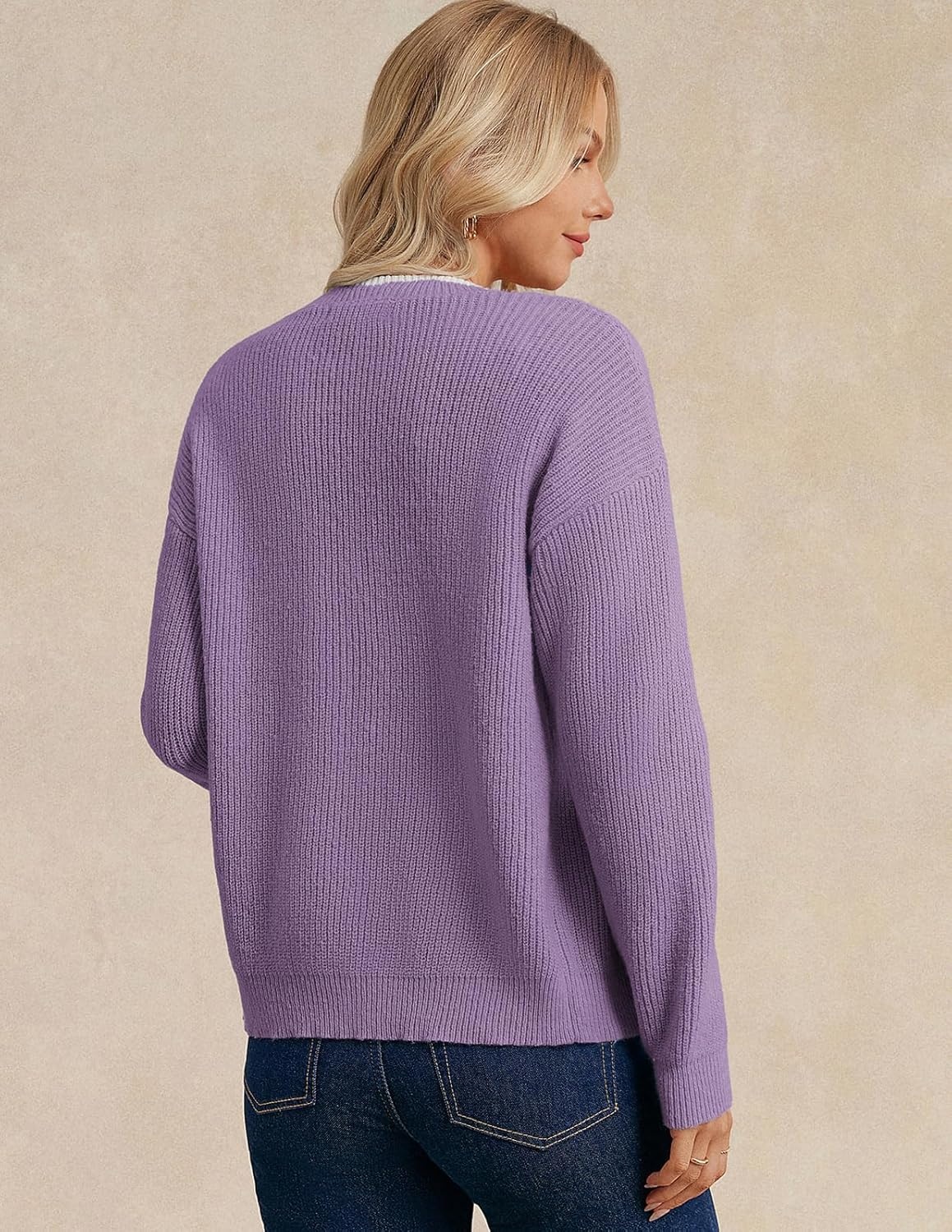image:imageGRACE KARIN Flower Sweater Cardigan for Women Button Down Long Sleeve Cardigans Embroidered Open Front JacketPurple