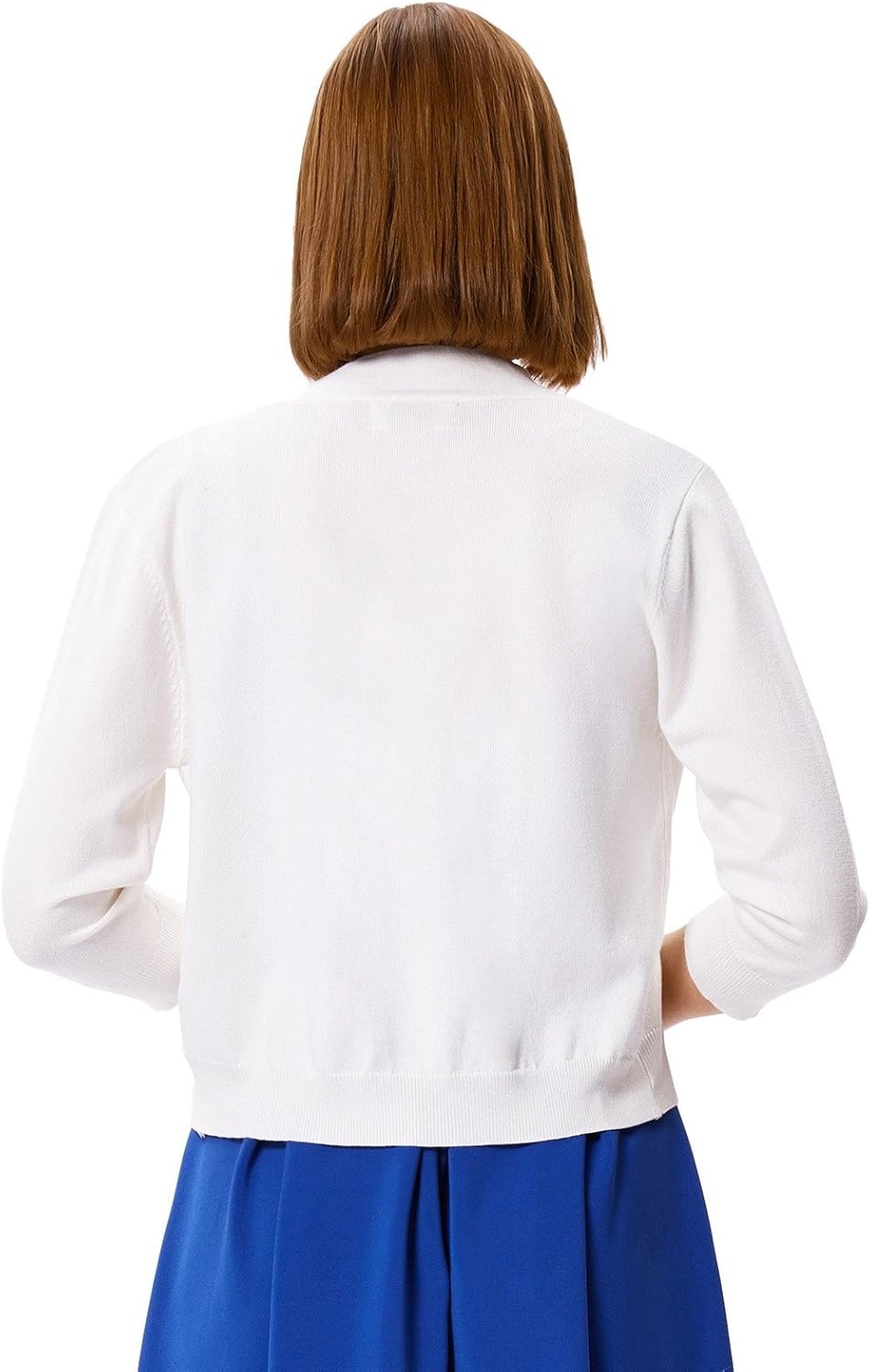 image:imageGRACE KARIN Womens 34 Sleeve Knit Cropped Cardigan Sweaters Lightweight Open Front Bolero Shrugs Sweater for DressIvory White