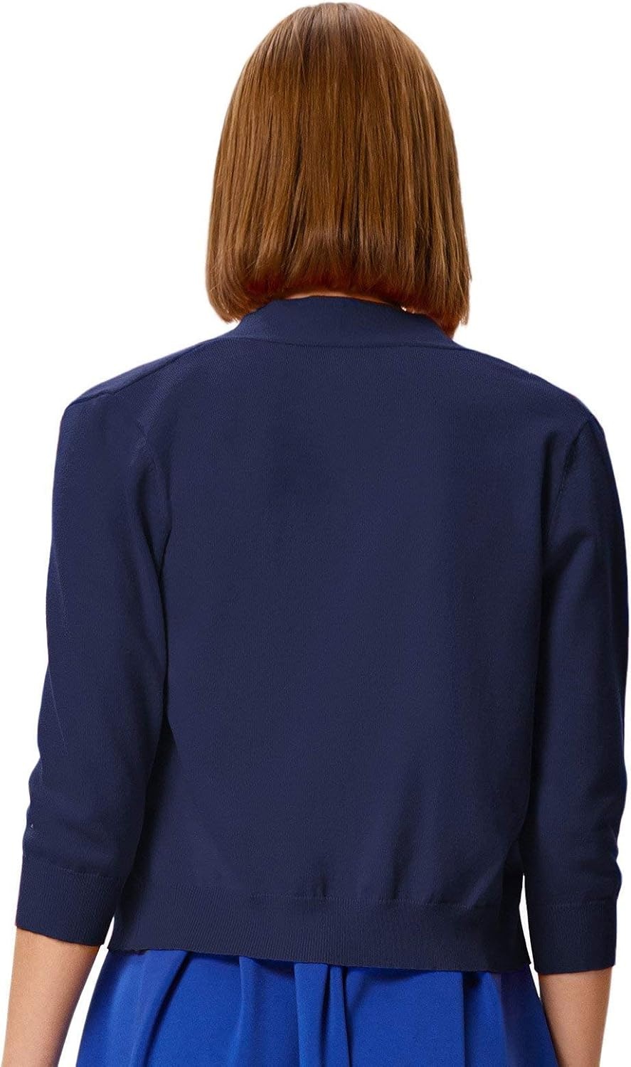 image:imageGRACE KARIN Womens 34 Sleeve Knit Cropped Cardigan Sweaters Lightweight Open Front Bolero Shrugs Sweater for DressNavy Blue