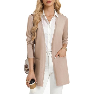 GRACE KARIN Long Cardigan Sweater for Women Lightweight Cardigans Business Casual Open Front Spring Outfits with Pockets(Khaki)