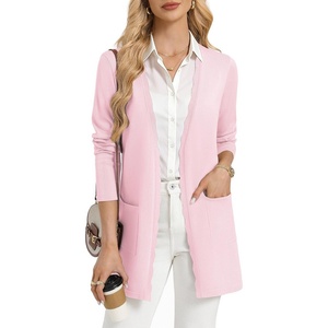 GRACE KARIN Long Cardigan Sweater for Women Lightweight Cardigans Business Casual Open Front Spring Outfits with Pockets(Light Pink)