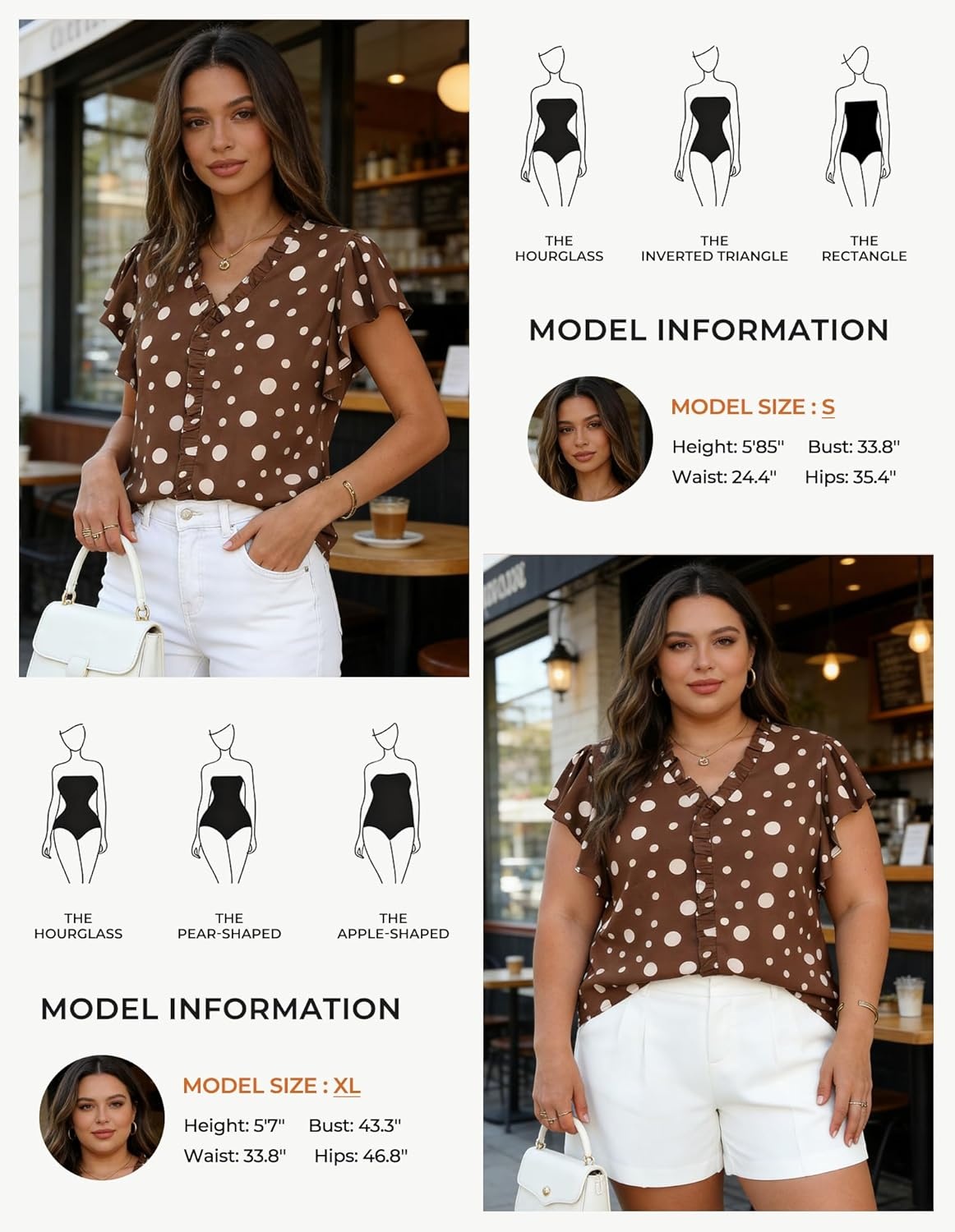 image:imageGRACE KARIN 2026 Boho Tops for Women Dressy CasualRuffle Sleeve Chiffon Blouses Floral ShirtsV Neck Summer Fashion ClothesChestnut