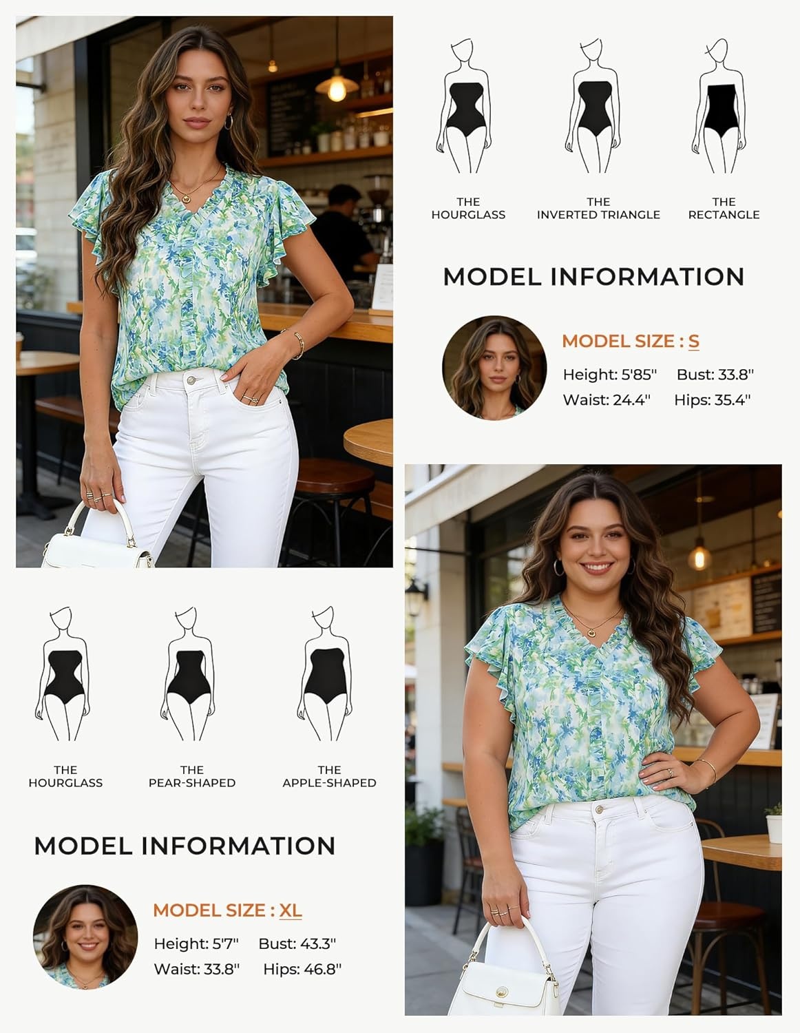 image:imageGRACE KARIN 2026 Boho Tops for Women Dressy CasualRuffle Sleeve Chiffon Blouses Floral ShirtsV Neck Summer Fashion ClothesGreen