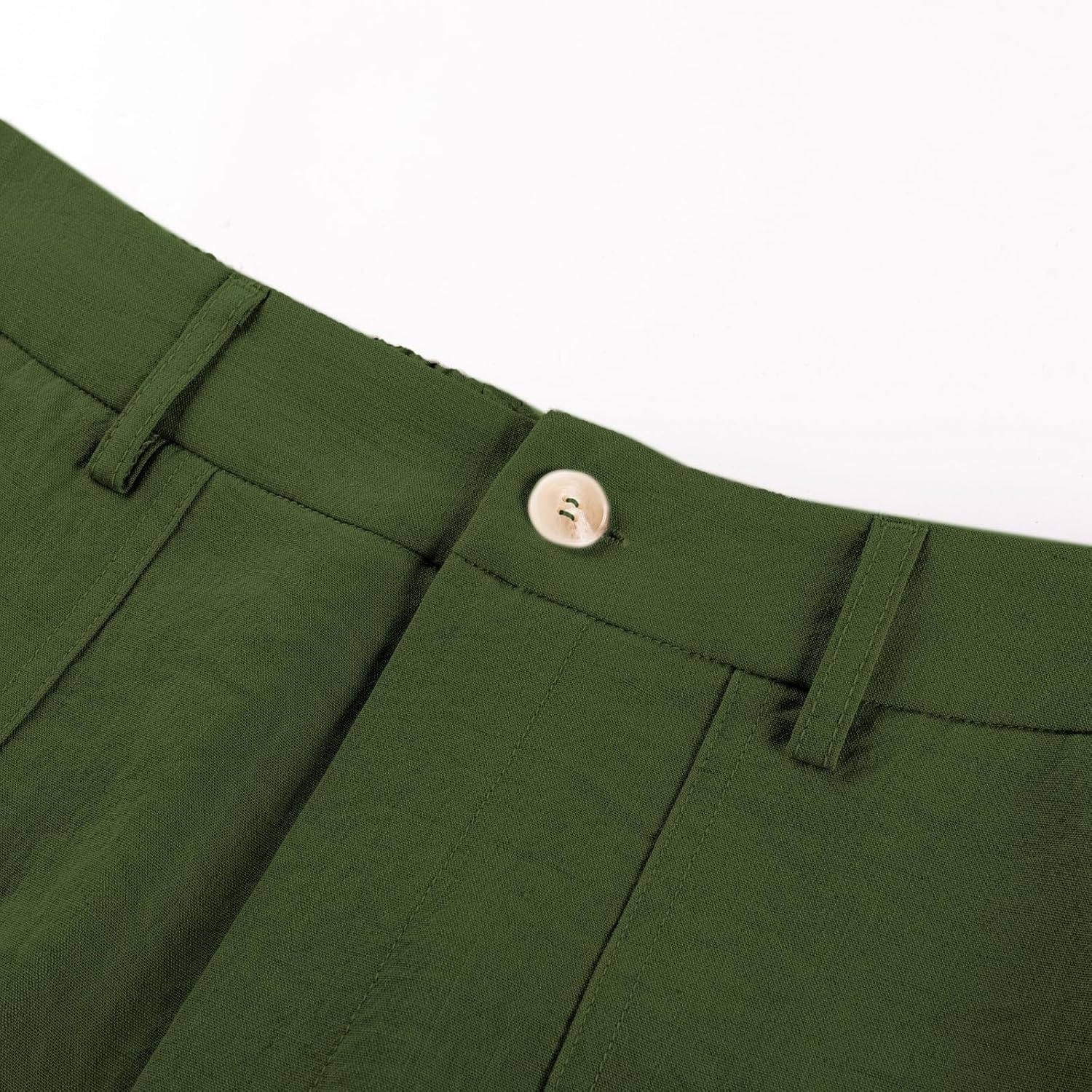 image:imageGRACE KARIN Linen Pants for WomenWork Dressy Trousers with PocketsHigh Waist Wide Leg Summer Comfy Slacks Pant ClothesArmy Green