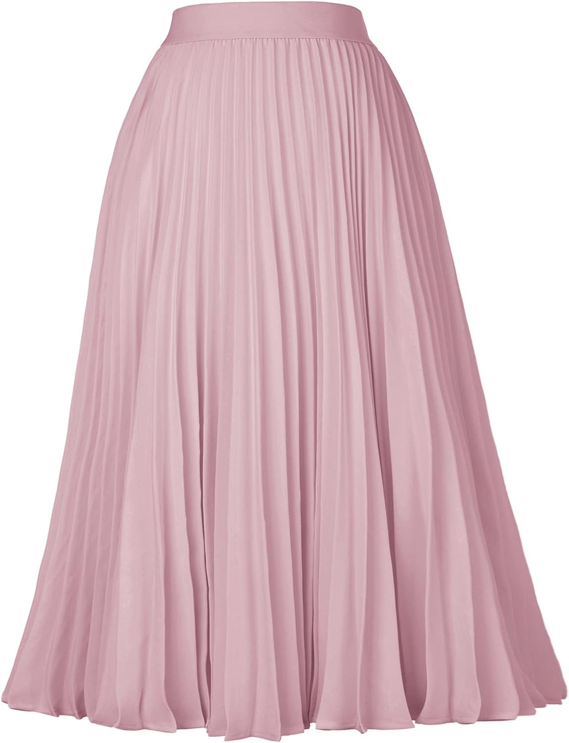 image:imageGRACE KARIN Pleated Midi Skirt for WomenChiffon Elastic High Waist Knee Length SkirtsSwing Flare ALine OutfitsDark Rose Pink