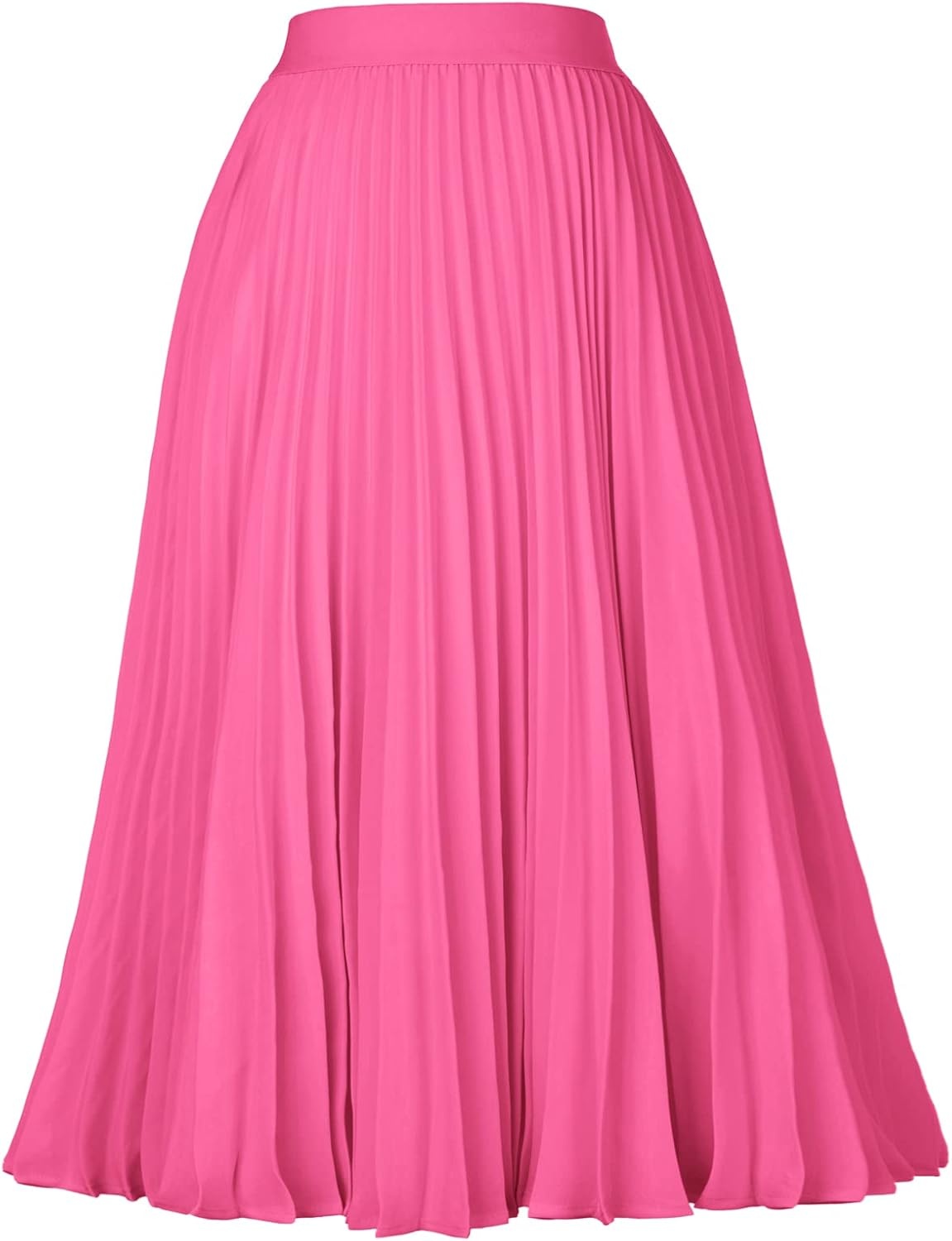image:imageGRACE KARIN Pleated Midi Skirt for WomenChiffon Elastic High Waist Knee Length SkirtsSwing Flare ALine OutfitsRose Pink