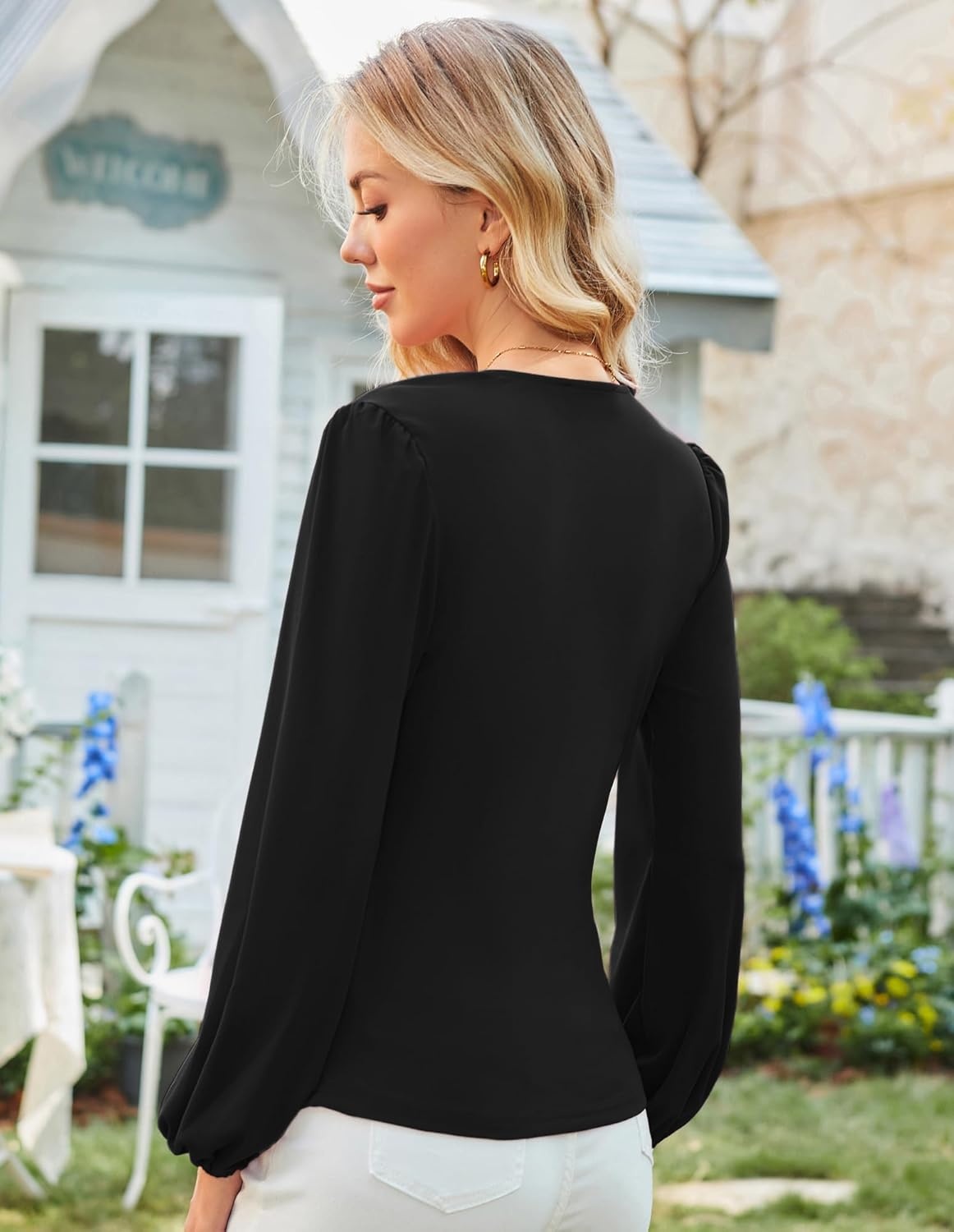 image:imageGRACE KARIN Long Sleeve Blouses for Women Dressy Casual Wrap Tops Work Shirts 2026 Summer Business OutfitsBlack
