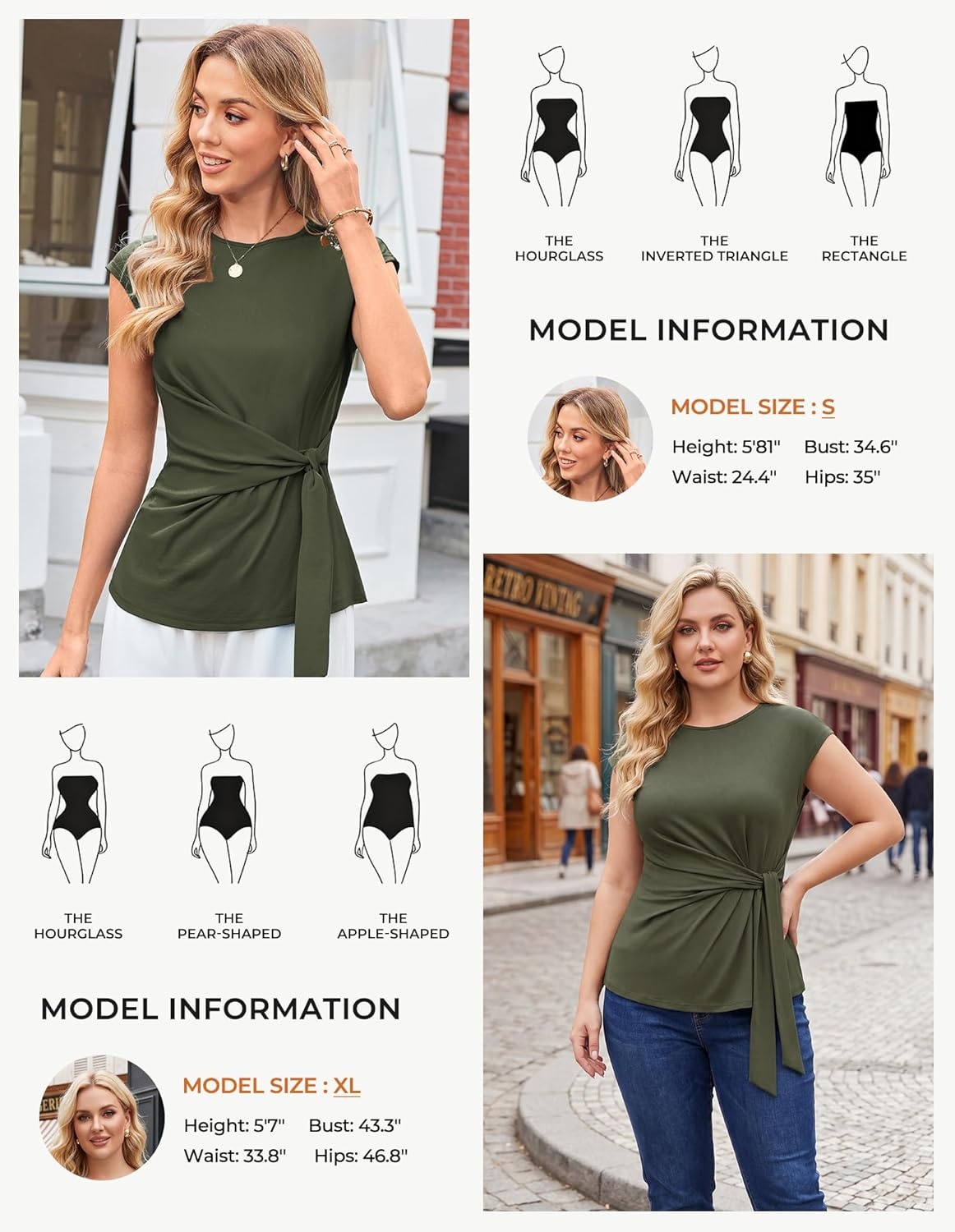 image:imageGRACE KARIN Womens Cap Sleeve Tops 2026 Summer Tie Waist Crew Neck Elegant Blouse Dressy Casual Work Business ShirtsArmy Green