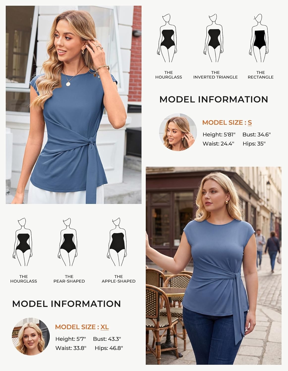 image:imageGRACE KARIN Womens Cap Sleeve Tops 2026 Summer Tie Waist Crew Neck Elegant Blouse Dressy Casual Work Business ShirtsDark Gray Blue