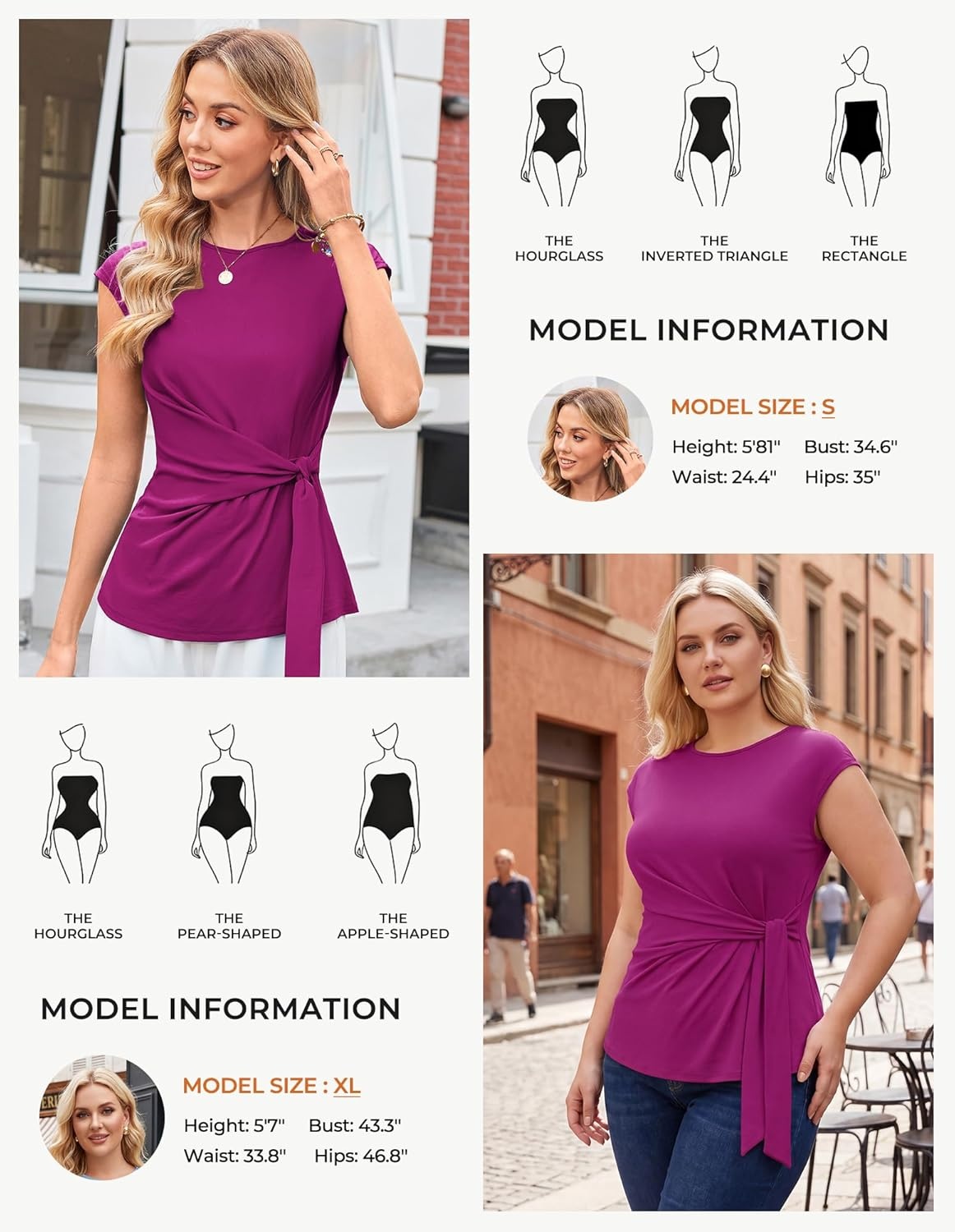 image:imageGRACE KARIN Womens Cap Sleeve Tops 2026 Summer Tie Waist Crew Neck Elegant Blouse Dressy Casual Work Business ShirtsDark Rose Red