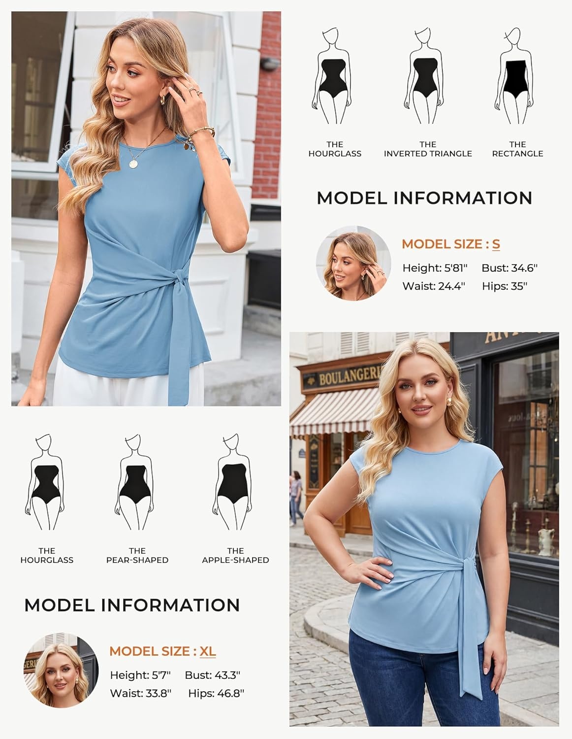 image:imageGRACE KARIN Womens Cap Sleeve Tops 2026 Summer Tie Waist Crew Neck Elegant Blouse Dressy Casual Work Business ShirtsGray Blue
