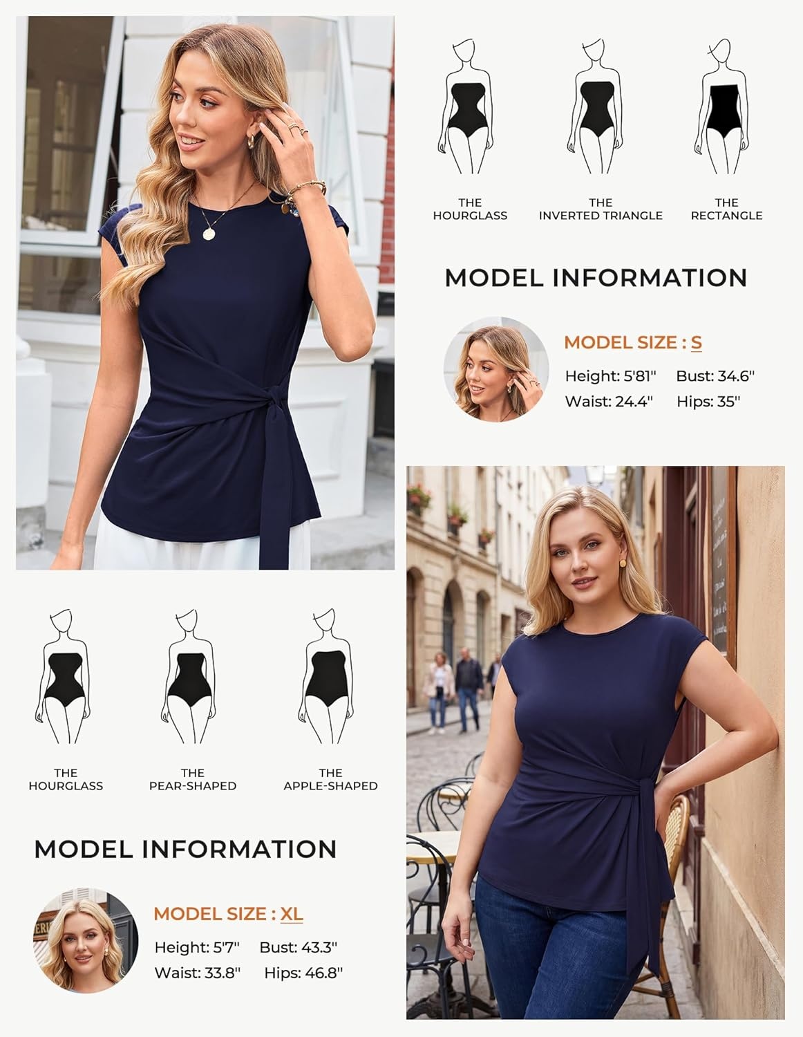 image:imageGRACE KARIN Womens Cap Sleeve Tops 2026 Summer Tie Waist Crew Neck Elegant Blouse Dressy Casual Work Business ShirtsNavy