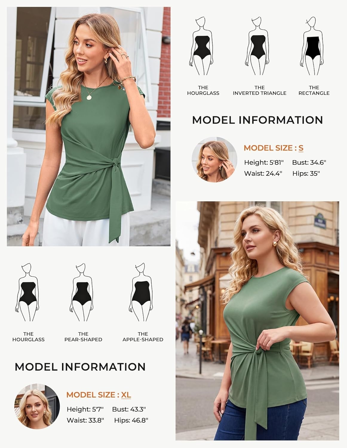 image:imageGRACE KARIN Womens Cap Sleeve Tops 2026 Summer Tie Waist Crew Neck Elegant Blouse Dressy Casual Work Business ShirtsSage Green