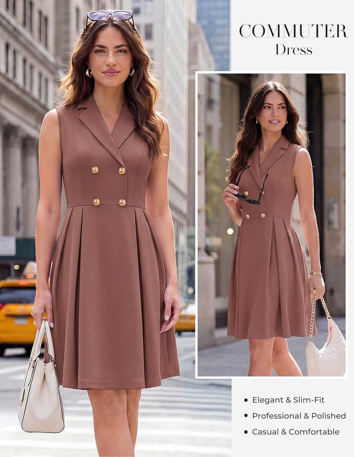 image:imageGRACE KARIN Womens Summer Business Casual Dress 2026 Sleeveless A Line Midi Dresses Work Graducation OutfitsBrown
