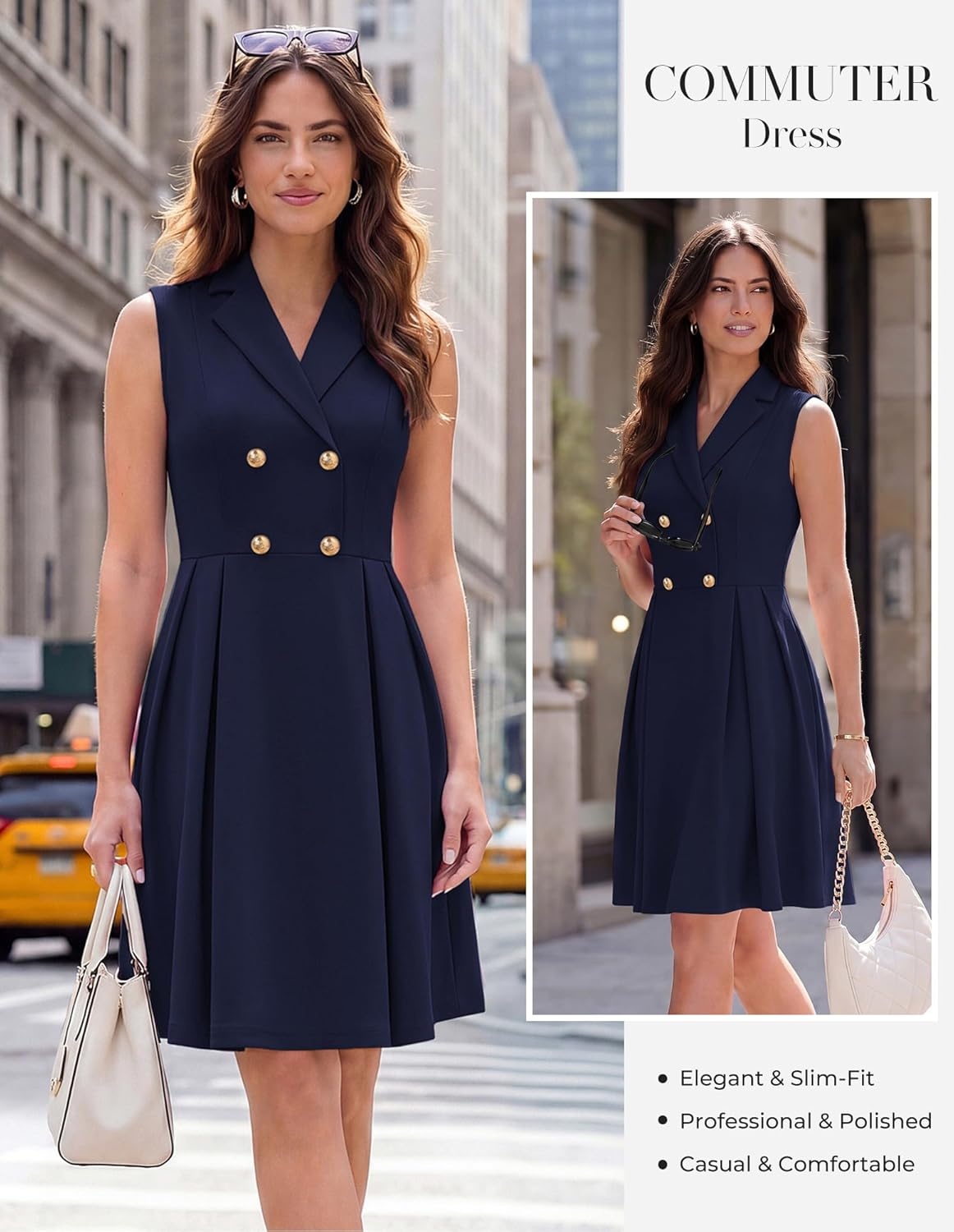 image:imageGRACE KARIN Womens Summer Business Casual Dress 2026 Sleeveless A Line Midi Dresses Work Graducation OutfitsNavy