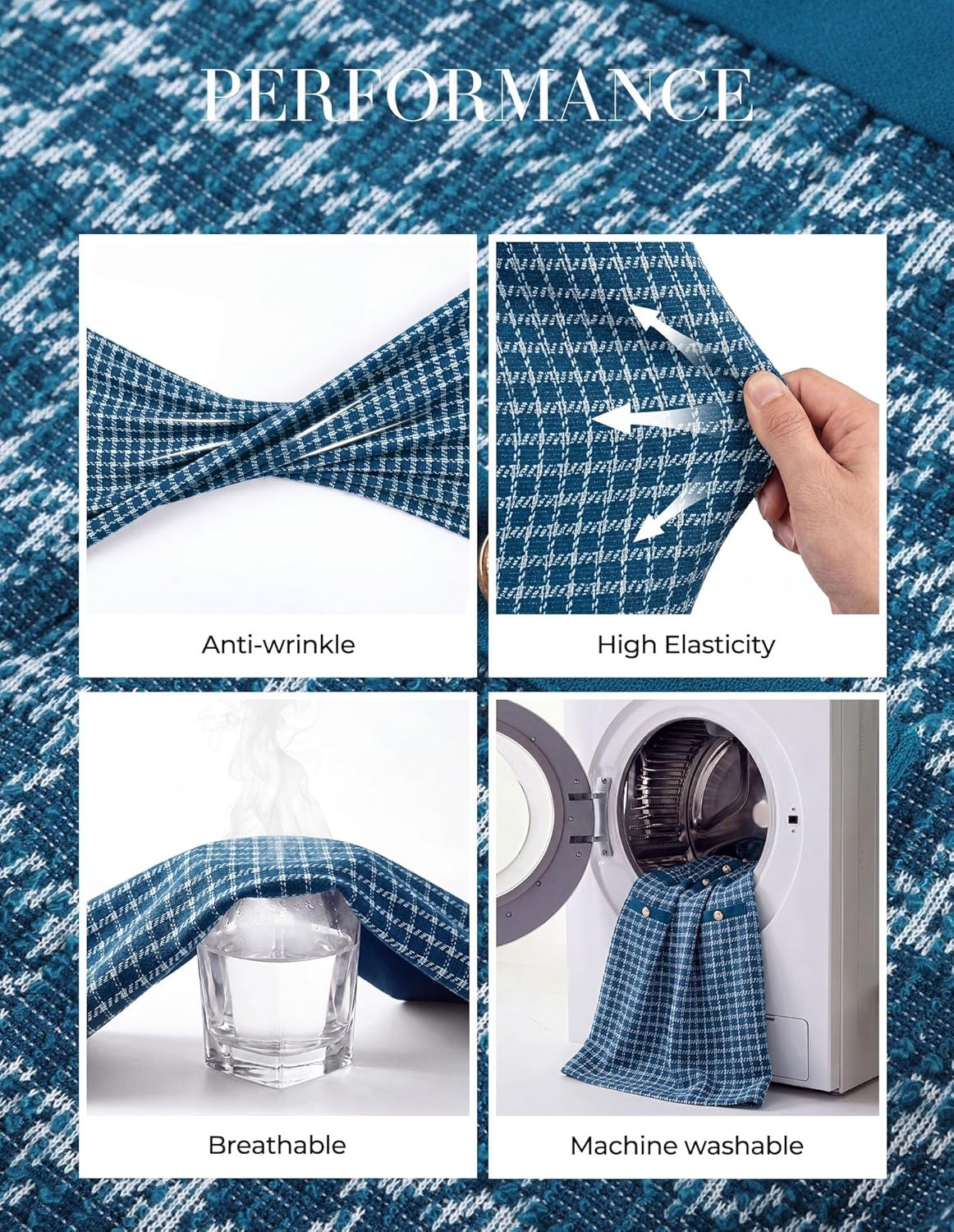 image:imageGRACE KARIN Women Summer Work Dress 2026 Short Sleeve Bodycon Tweed Dresses Button Knee Length Pencil Business Causal OutfitsDeep Peacock Blue