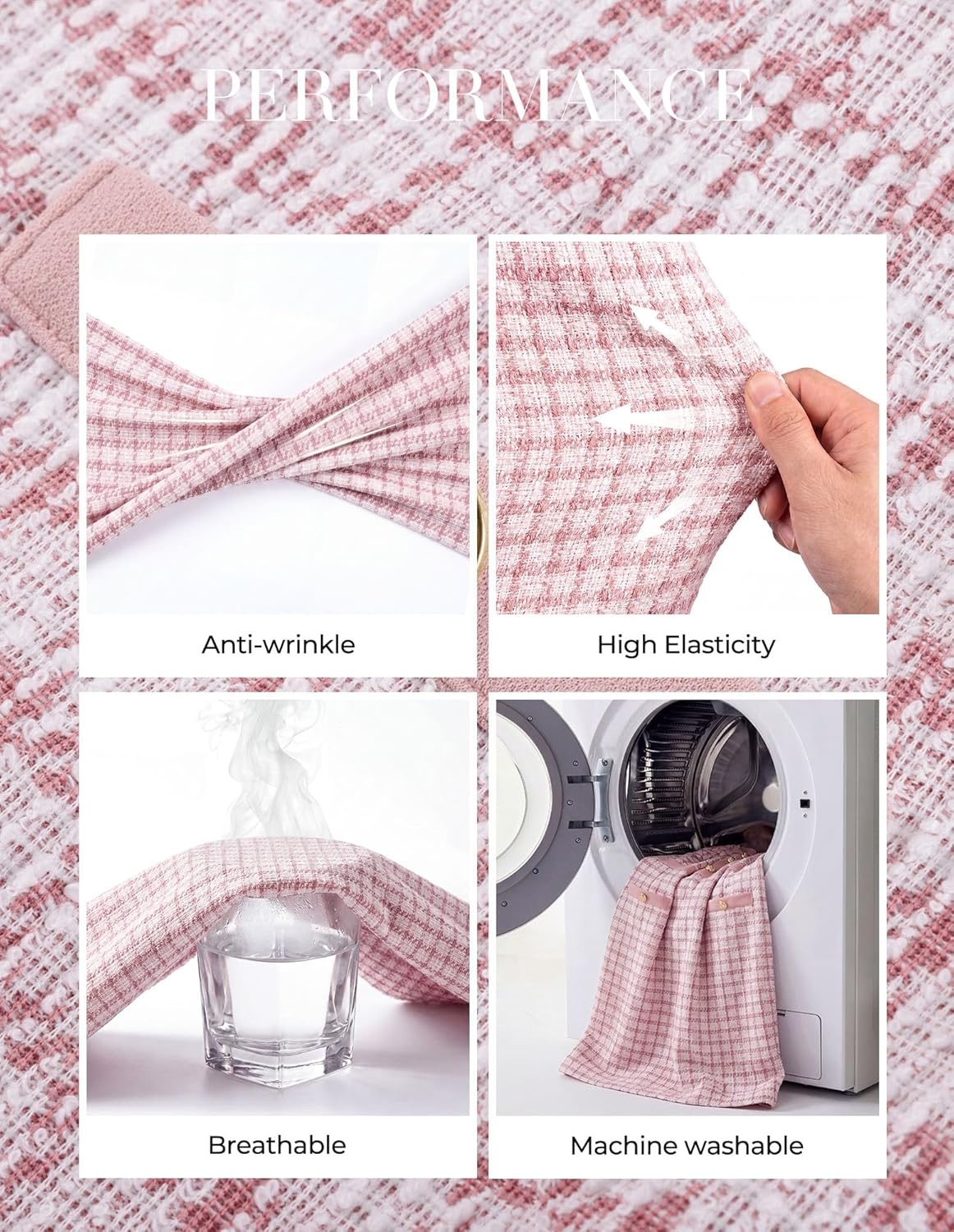 image:imageGRACE KARIN Women Summer Work Dress 2026 Short Sleeve Bodycon Tweed Dresses Button Knee Length Pencil Business Causal OutfitsLight Pink