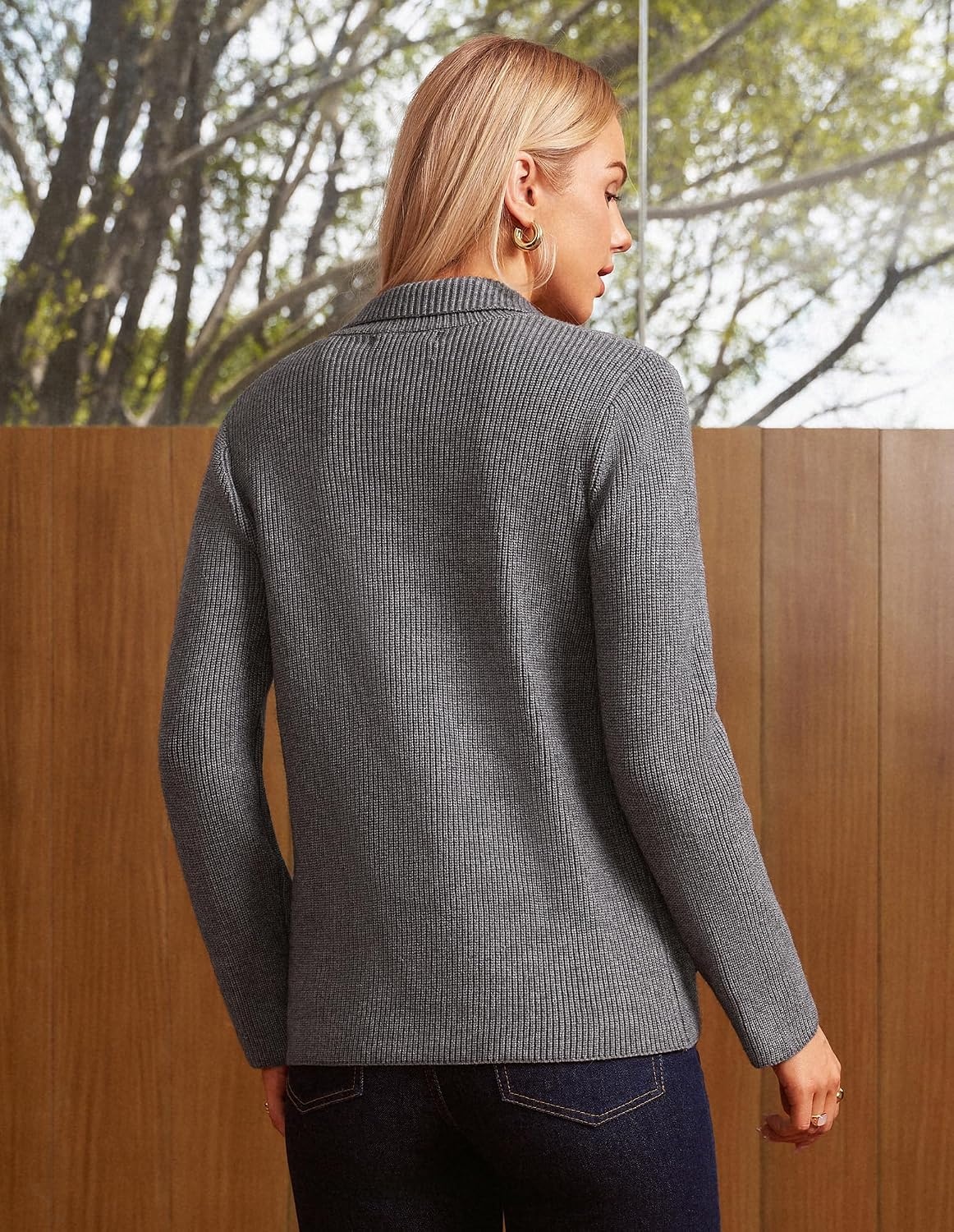 image:imageGRACE KARIN Blazer for Women Business Casual Long Sleeve Sweater Blazers 2025 Knit Office Work OutfitsMedium Grey
