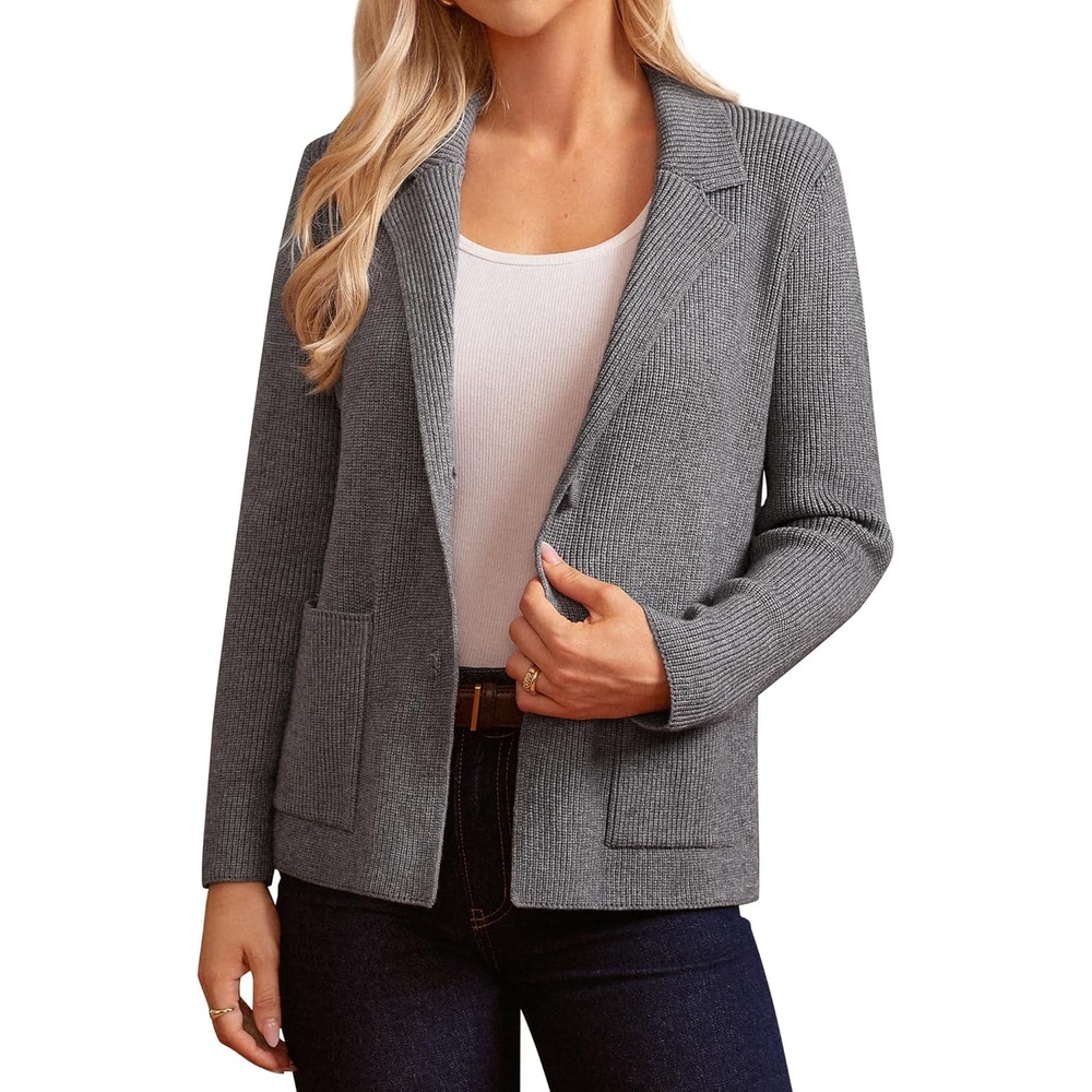 image:imageGRACE KARIN Blazer for Women Business Casual Long Sleeve Sweater Blazers 2025 Knit Office Work OutfitsMedium Grey