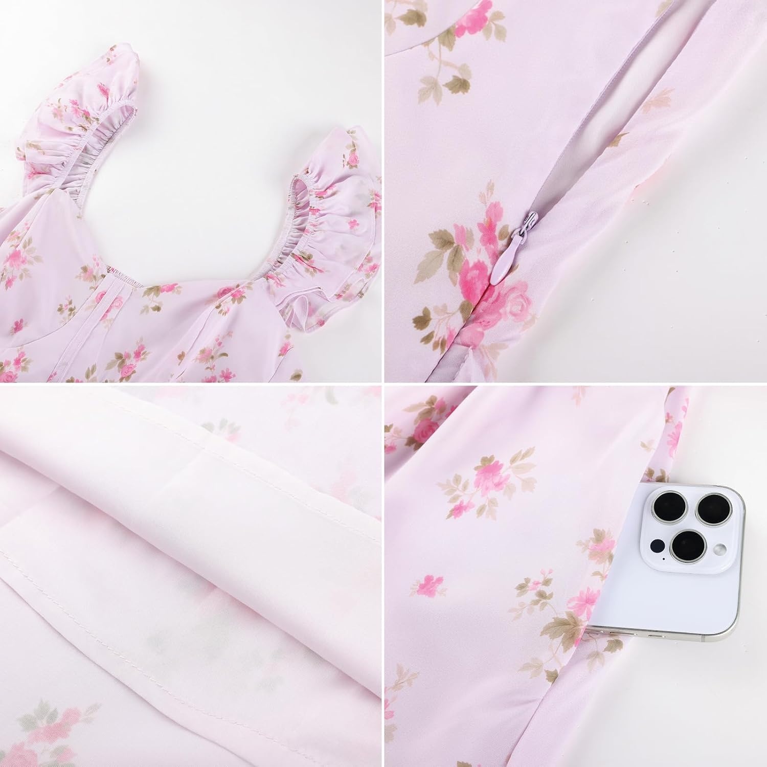 image:imageGRACE KARIN 2026 Women Summer Maxi Floral Corset DressRuffle Sleeve Milkmaid Dresses Wedding Guest Dresses with PocketSmall Floral Foundation