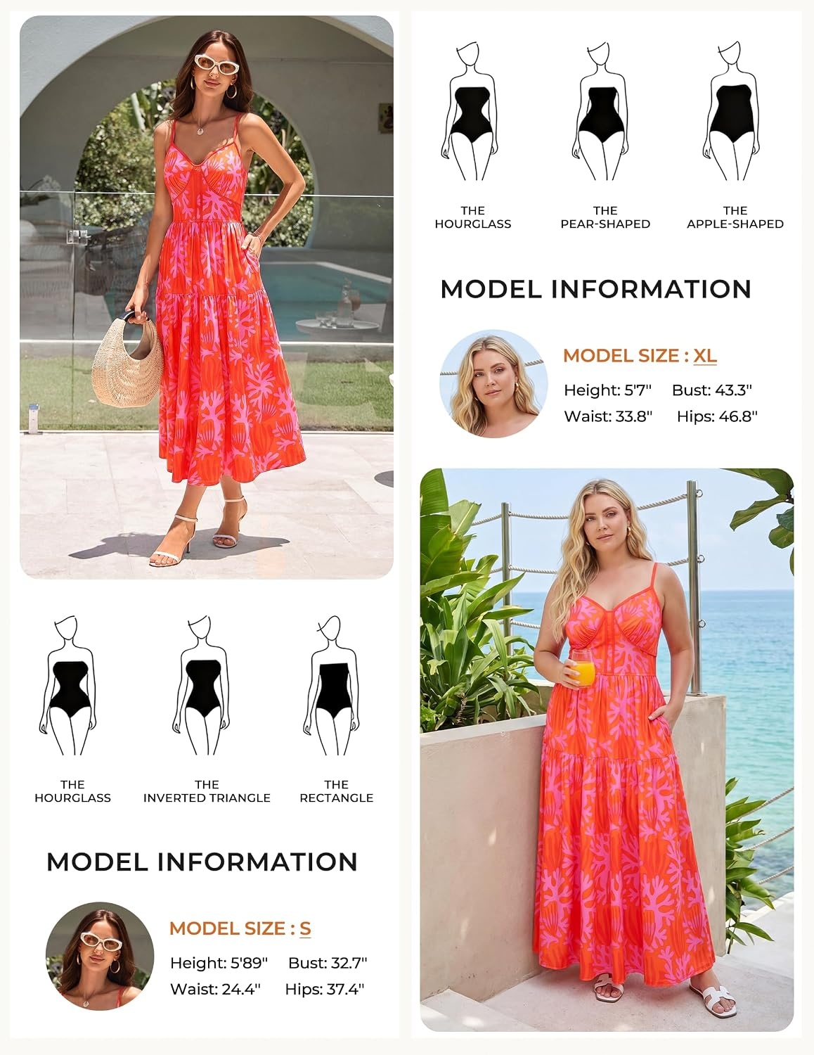 image:imageGRACE KARIN 2026 Womens Spaghetti Strap Resort Wear Summer Beach Maxi Sundress Floral Vacation Dresses with PocketsOrange Floral