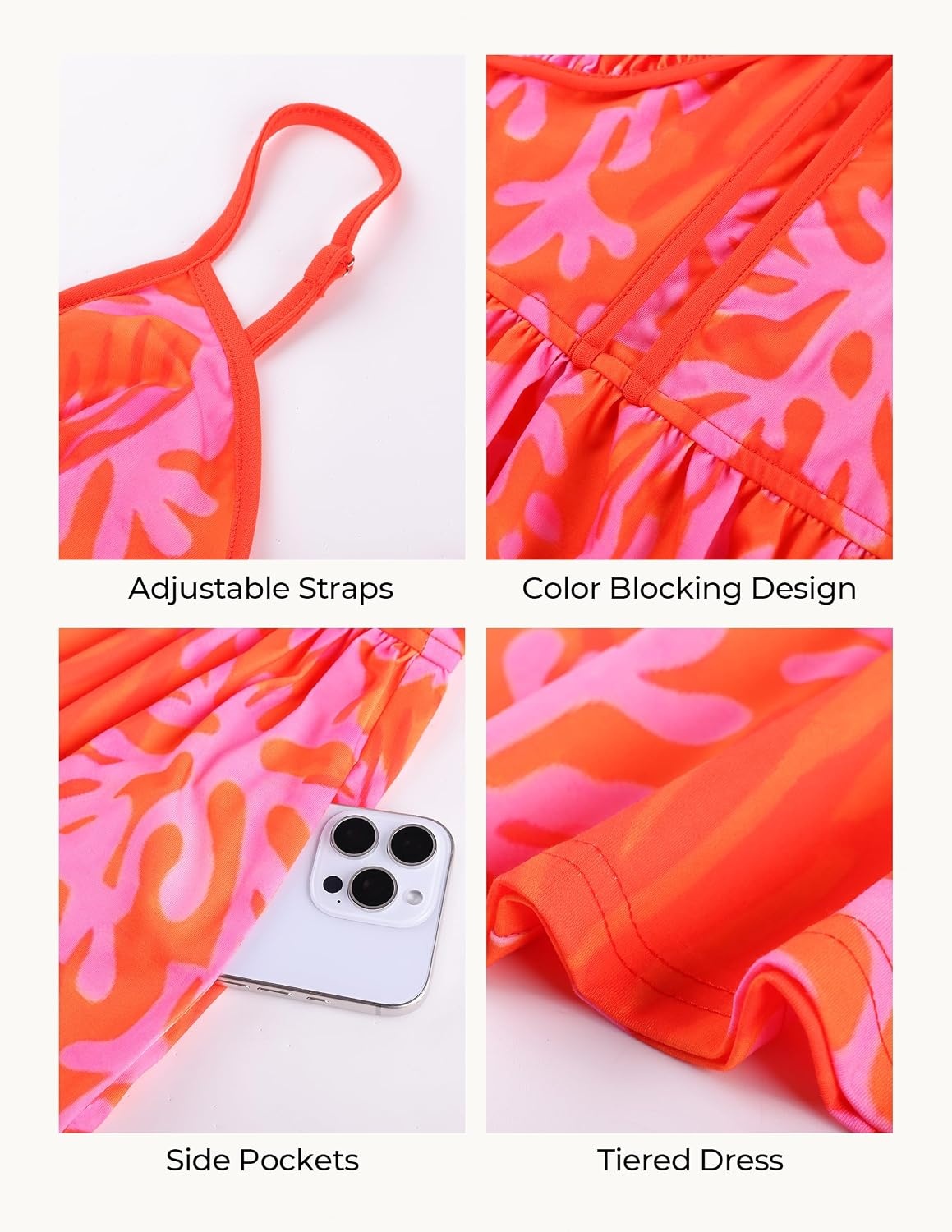 image:imageGRACE KARIN 2026 Womens Spaghetti Strap Resort Wear Summer Beach Maxi Sundress Floral Vacation Dresses with PocketsOrange Floral