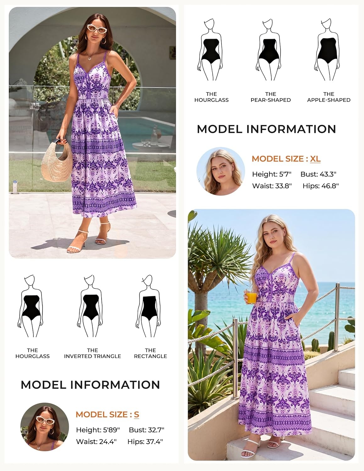 image:imageGRACE KARIN 2026 Womens Spaghetti Strap Resort Wear Summer Beach Maxi Sundress Floral Vacation Dresses with PocketsPurple Floral