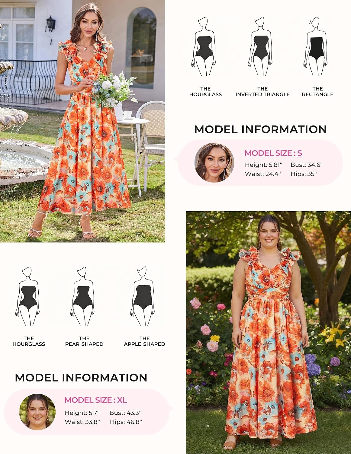 image:imageGRACE KARIN 2026 Womens Summer Floral Print Dress Sleeveless Casual Flowy Sundress A Line Ruffle Wedding Guest OutfitOrange Floral