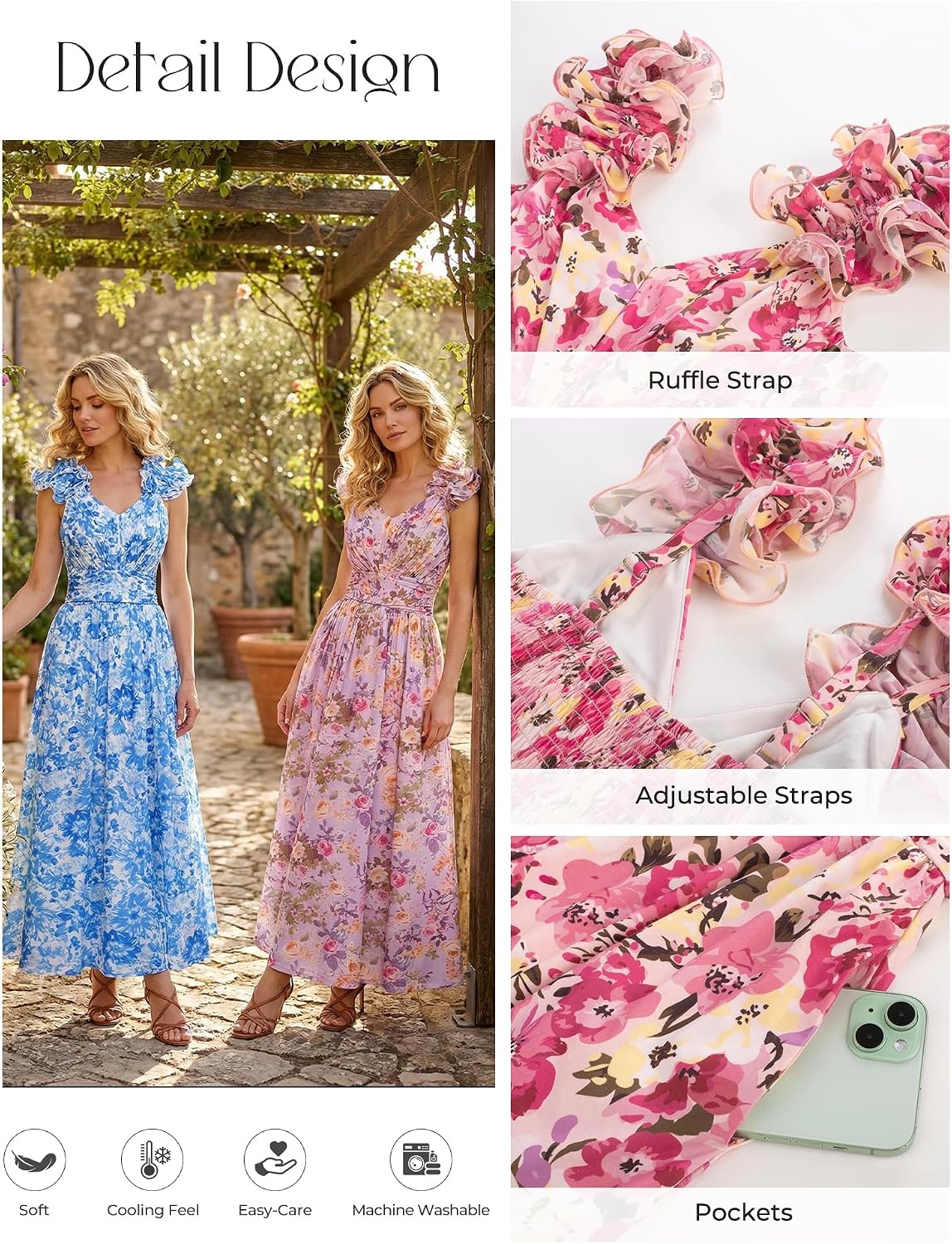 image:imageGRACE KARIN 2026 Womens Summer Floral Print Dress Sleeveless Casual Flowy Sundress A Line Ruffle Wedding Guest OutfitPink Yellow Floral