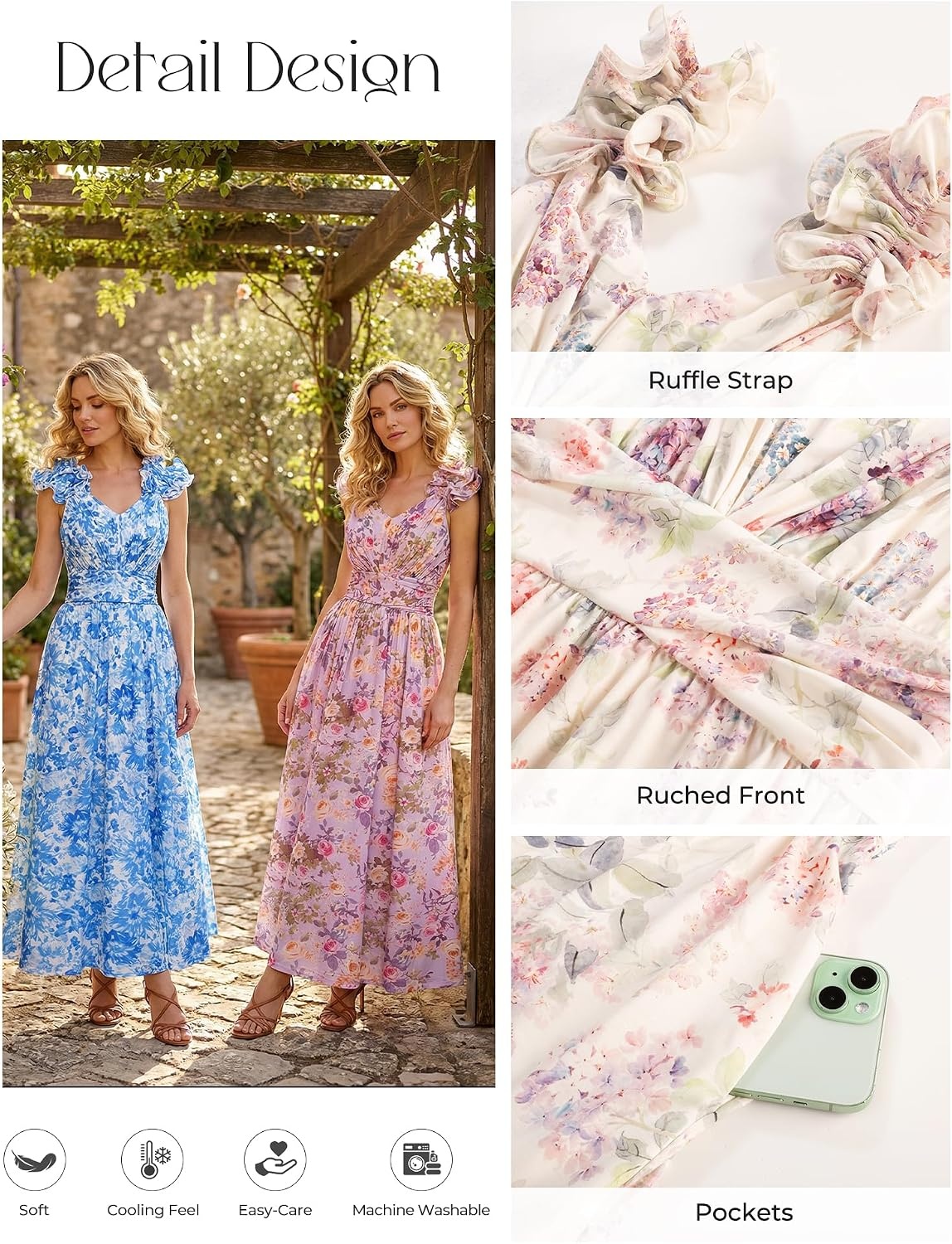 image:imageGRACE KARIN 2026 Womens Summer Floral Print Dress Sleeveless Casual Flowy Sundress A Line Ruffle Wedding Guest OutfitPurple