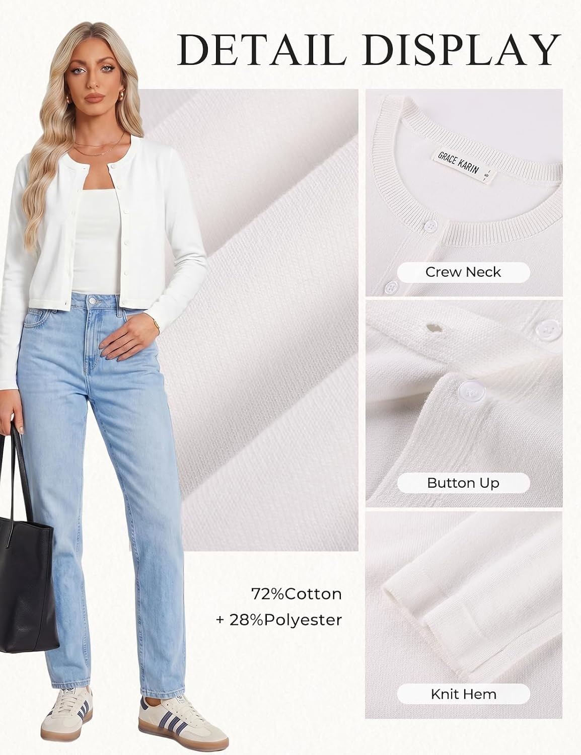 image:imageGRACE KARIN Cropped Cardigan Sweaters for Women Cotton Bolero Shrugs for Dresses Summer Fall Fashion Outfits Clothes 2026White