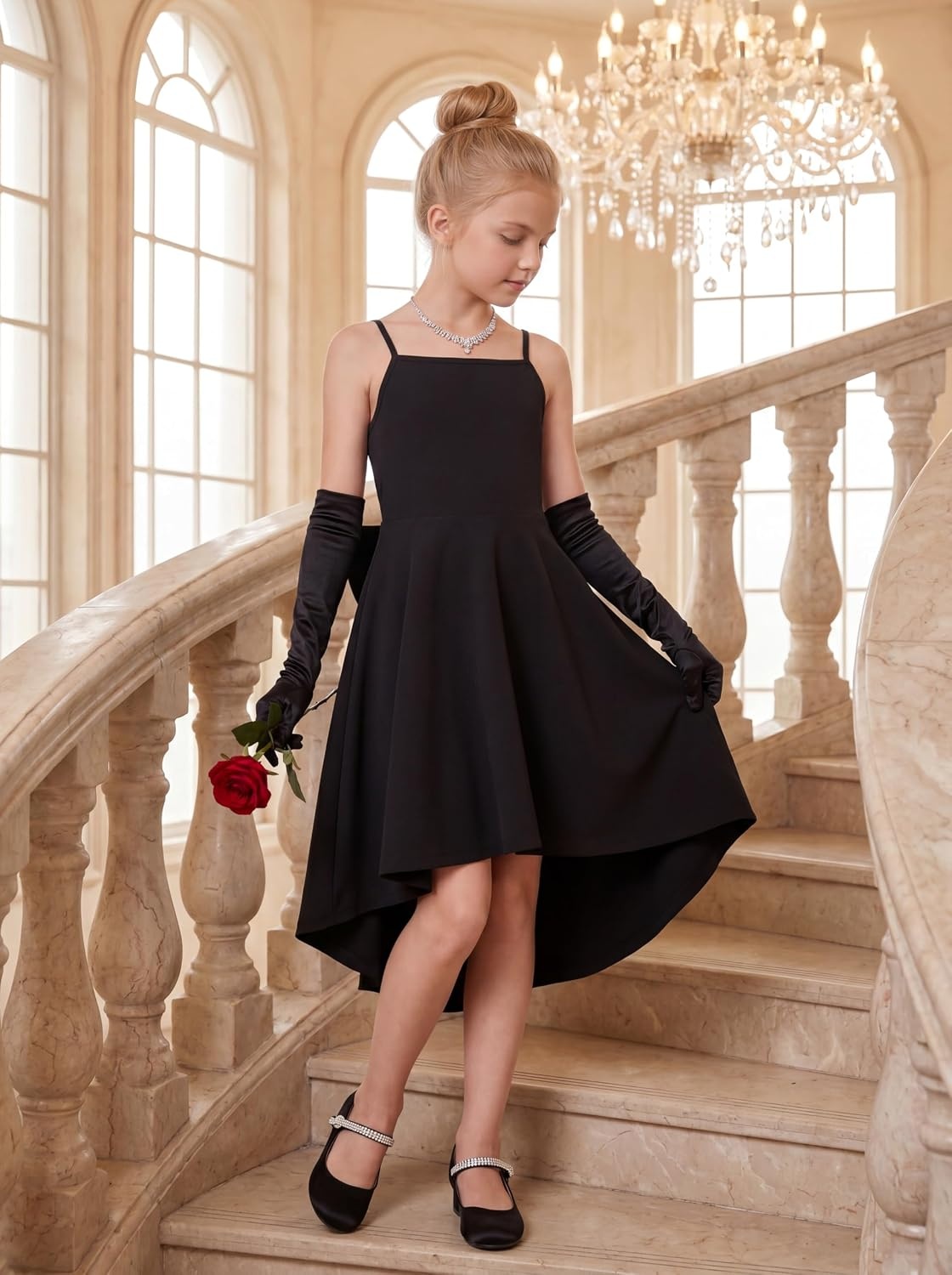image:imageGRACE KARIN Girls Formal Party Dress Bow Back High Low Birthday Graduation Dance Flower Girl Bridesmaid Wedding 714Black