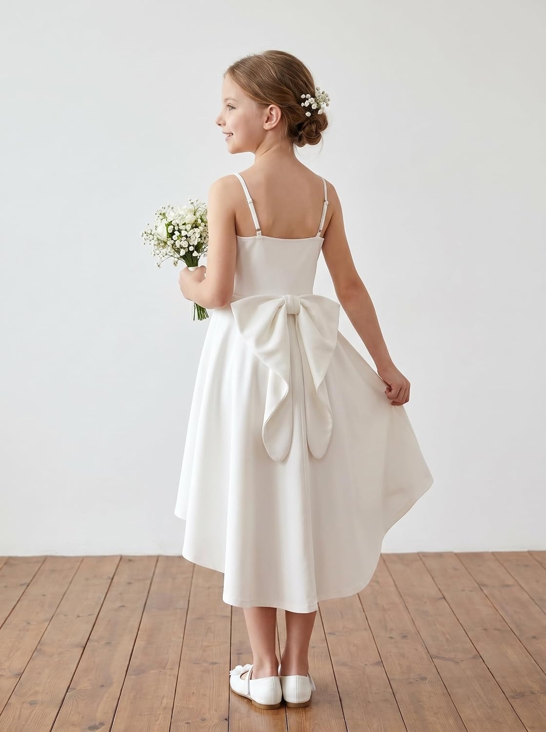 image:imageGRACE KARIN Girls Formal Party Dress Bow Back High Low Birthday Graduation Dance Flower Girl Bridesmaid Wedding 714Ivory