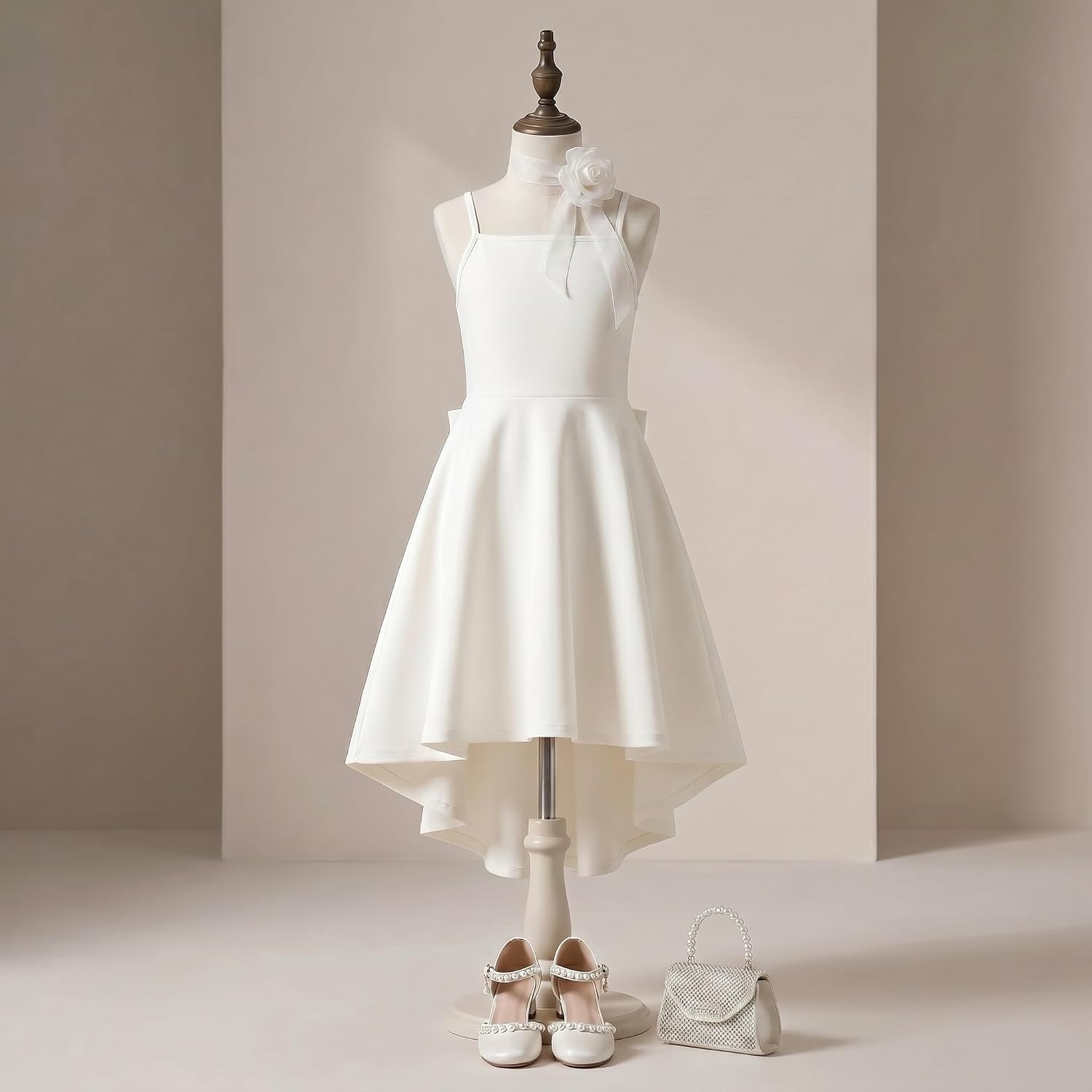 image:imageGRACE KARIN Girls Formal Party Dress Bow Back High Low Birthday Graduation Dance Flower Girl Bridesmaid Wedding 714Ivory