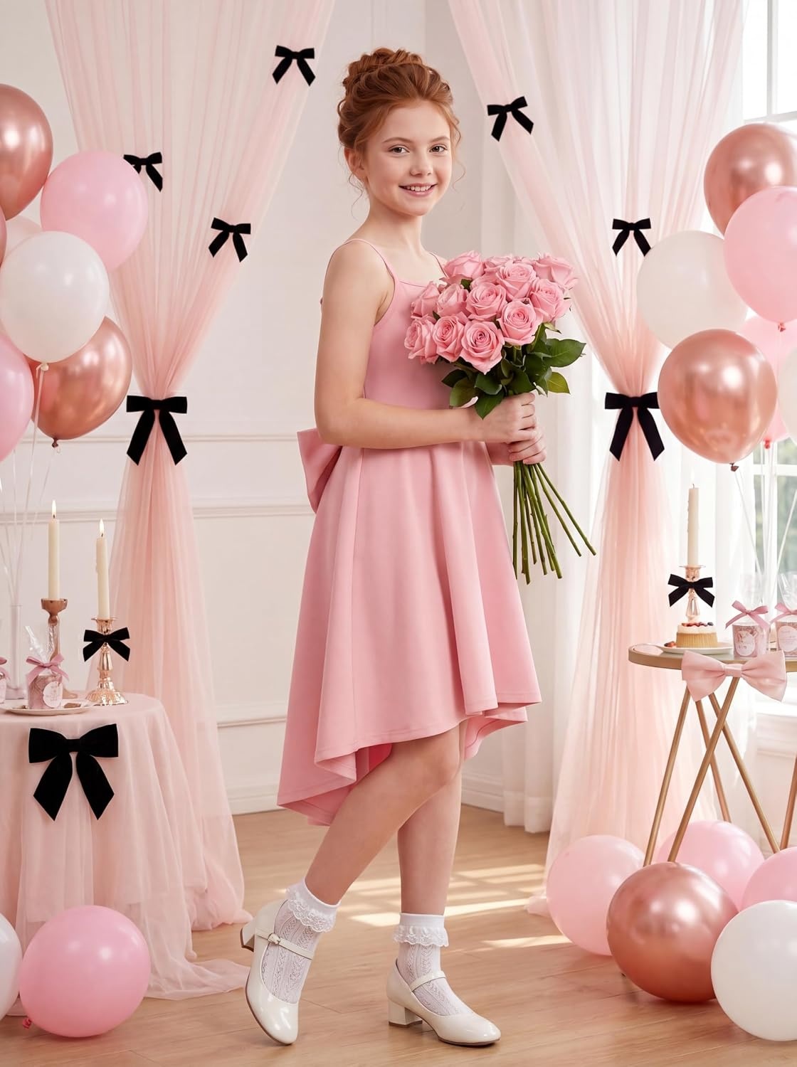 image:imageGRACE KARIN Girls Formal Party Dress Bow Back High Low Birthday Graduation Dance Flower Girl Bridesmaid Wedding 714Pink