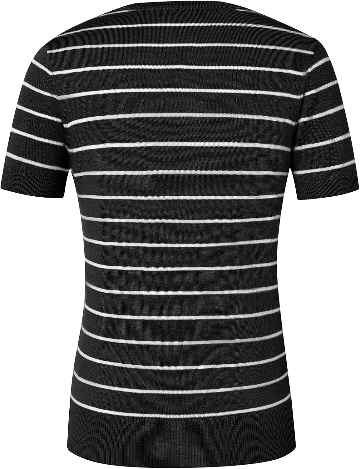 image:imageGRACE KARIN Short Sleeve Cardigan Summer Button up Sweaters for Women Lightweight Crew Neck Casual Outfits01 Black White